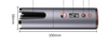 Measurement chart of a cylindrical tool with dimensions labeled
