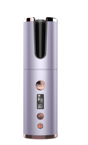 Purple electric wine opener with brand logo on a white background