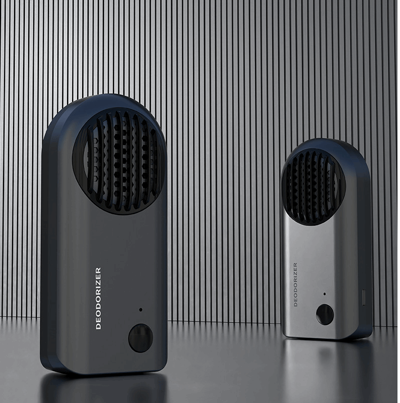 Car Air Purifier with a hand pointing to it, featuring the brand 'BOONFIRE'.