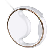 White automatic lighting retractable dog leash with LED night light and built-in garbage bag storage box.