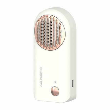 Car Air Purifier with a hand pointing to it, featuring the brand 'BOONFIRE'.