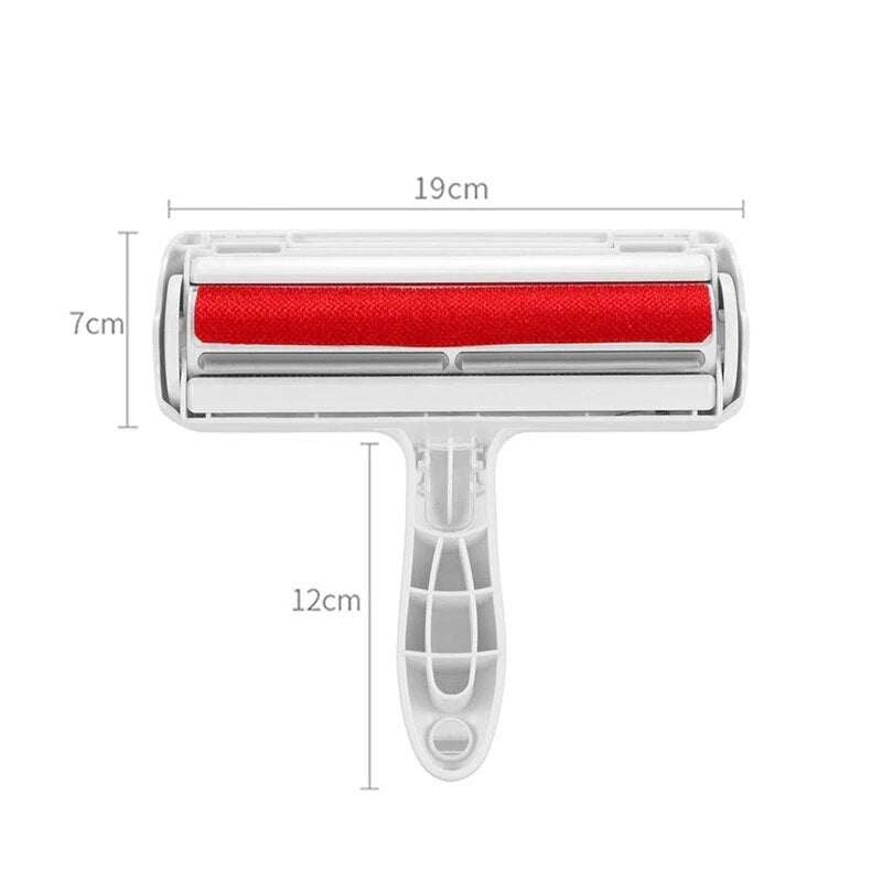 FurAway 2-Way Pet Hair Remover with ergonomic handle and red lint roller for removing pet hair from furniture and carpets