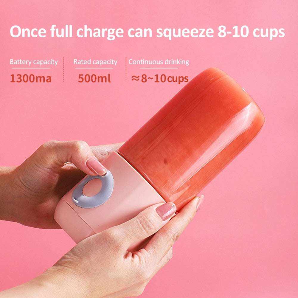 Mini Portable Blender USB Rechargeable 500ml Cup Bottle Electric