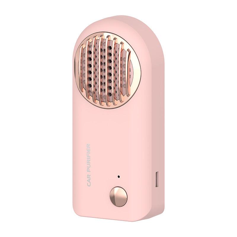 Car Air Purifier with a hand pointing to it, featuring the brand 'BOONFIRE'.