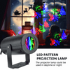 Christmas Pattern LED laser projector displaying colorful holiday shapes like stockings and snowflakes for festive decoration indoors