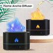 Double Flame Aroma Diffuser releasing blue and orange flame-effect mist with essential oil dropper and LED lights