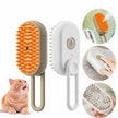 SteamyCat 3-in-1 electric grooming brush with steam spray for cats and dogs, soft bristles, ergonomic foldable handle, USB rechargeable, removes loose fur and detangles knots.