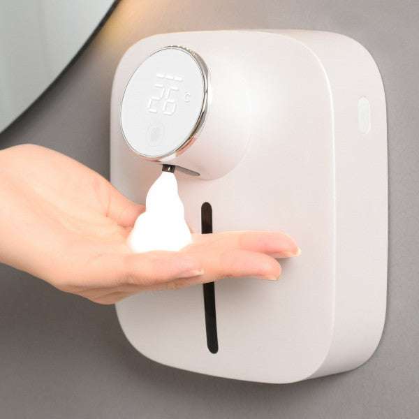 Wall mounted smart sensor foam soap dispenser with modern induction design dispensing foam into hand